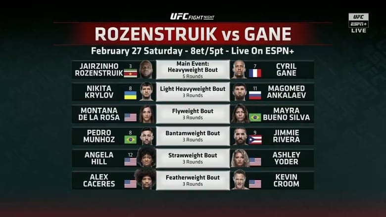 кадр из фильма UFC Fight Night 186: Rozenstruik vs. Gane