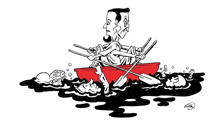 кадр из фильма Ségo et Sarko sont dans un bateau...