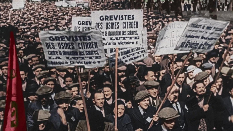 кадр из фильма 1936, le Front Populaire, entre joie et colères